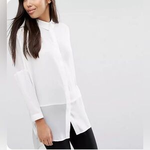 Soft Surroundings White Button Down Sheer Blouse Top